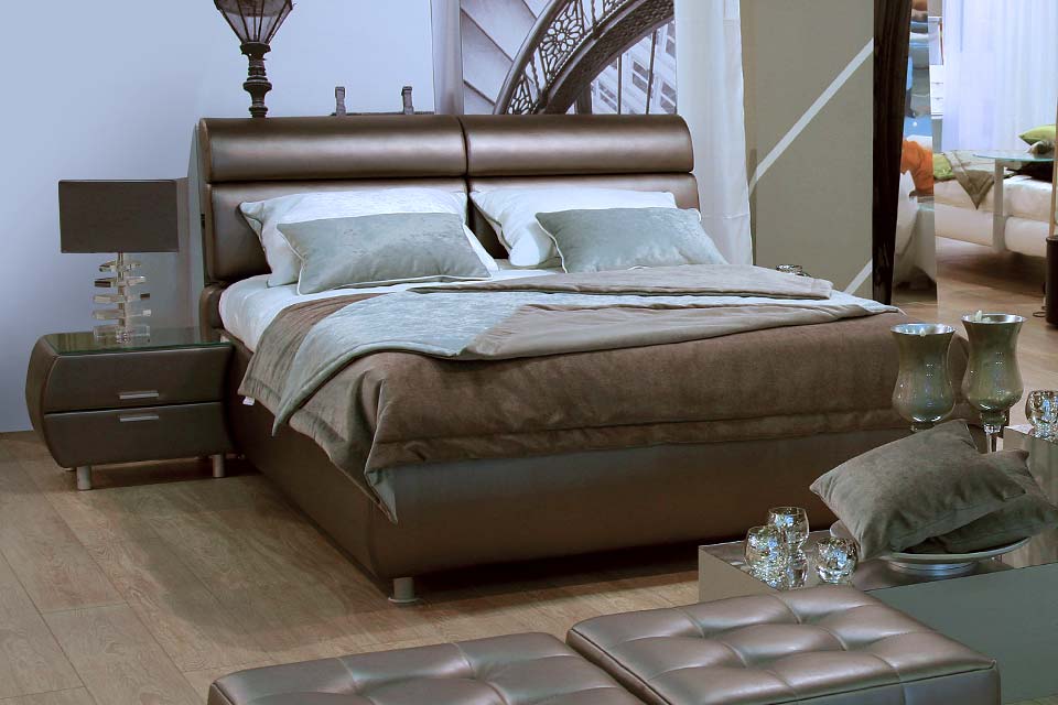Двуспальная кровать Ниагара-1 в коричневом исполнении