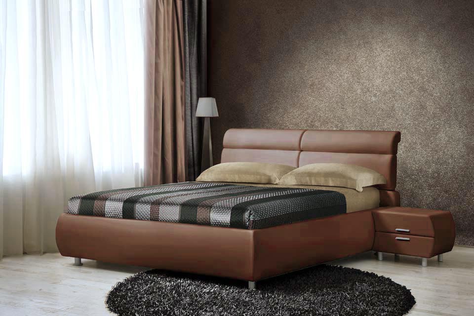 Кровать Ниагара-1 в коричневой коже